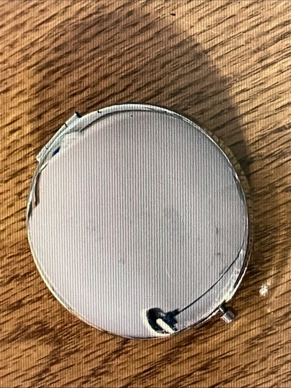 Silver Floral Compact Vanity Mirror with Iridescent Blue Inlay